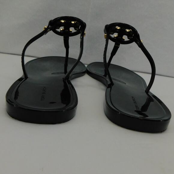 Tory Burch Mini Miller Jelly Thong Sandals Black with Gold Logo Size 9 - Picture 3 of 8